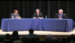 Tautznik, Hershel, & Bartley at Monday's debate (via screen capture from Easthampton Community Access.  Watch the full debate here)