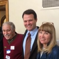 Eric Lesser center with Saul Finestone & Candy Glazer at Longmeadow Caucus (via Twitter/@EricLesser)