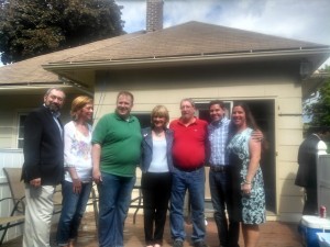 Martha Coakley at spring house party at the home of Holyoke School Committee Vice-Chair Devin Sheehan (in green). (WMassP&I)