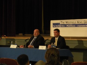 Senator Don Humason and Patrick Leahy in Westfield. (WMassP&I)