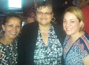 Kim Rivera, center with Holyoke Councilor Gladys Lebron, left and Elizabeth Cardona. (WMassP&I)