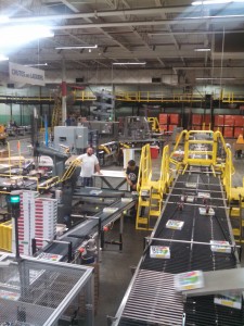 The factory floor of Cartamundi's plant, making Hasbro/Milton Bradley games.